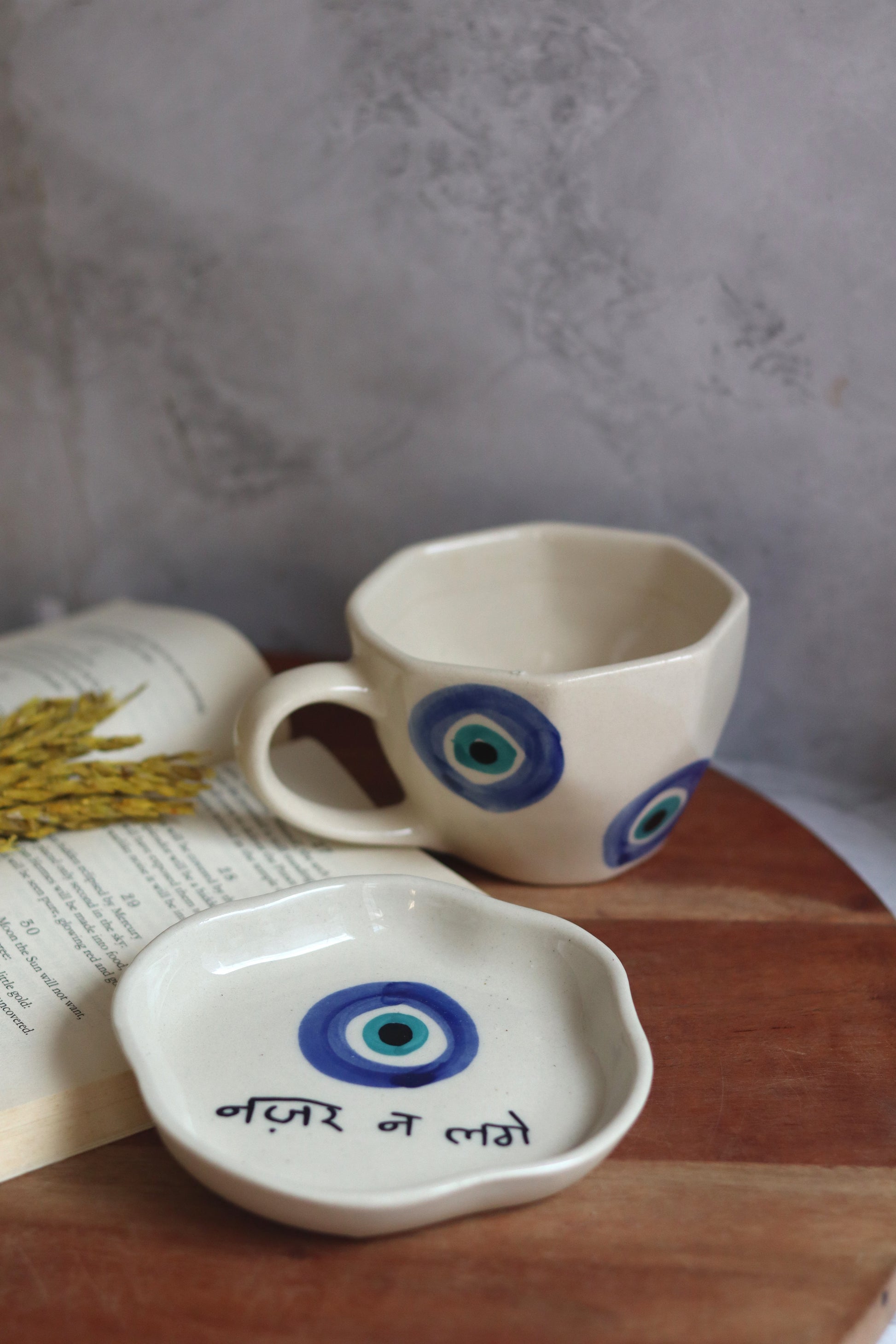 Evil Eye Mug & Nazar Handmade Dessert Plate