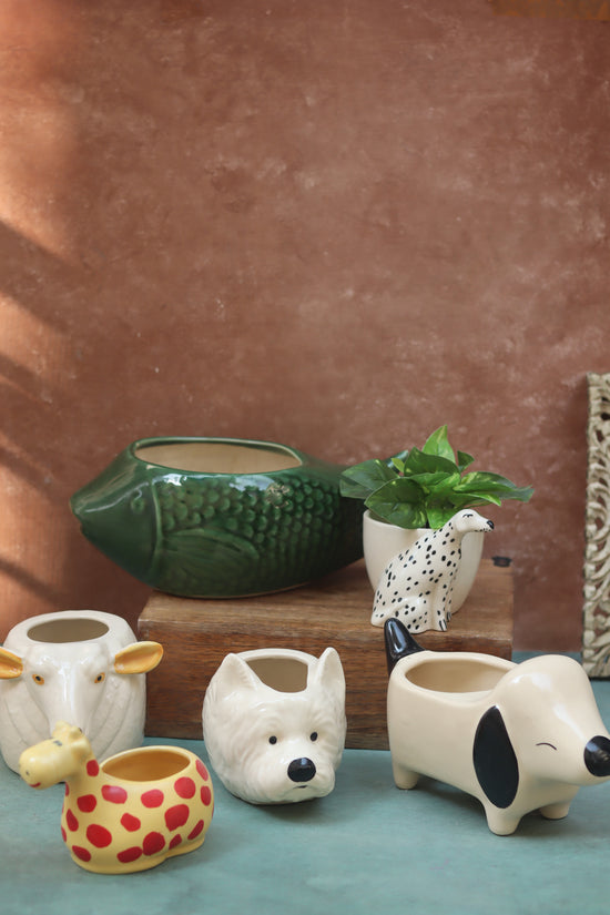 Set of 6 Pinteresty Animals Planters (for the price of 5) made by ceramic