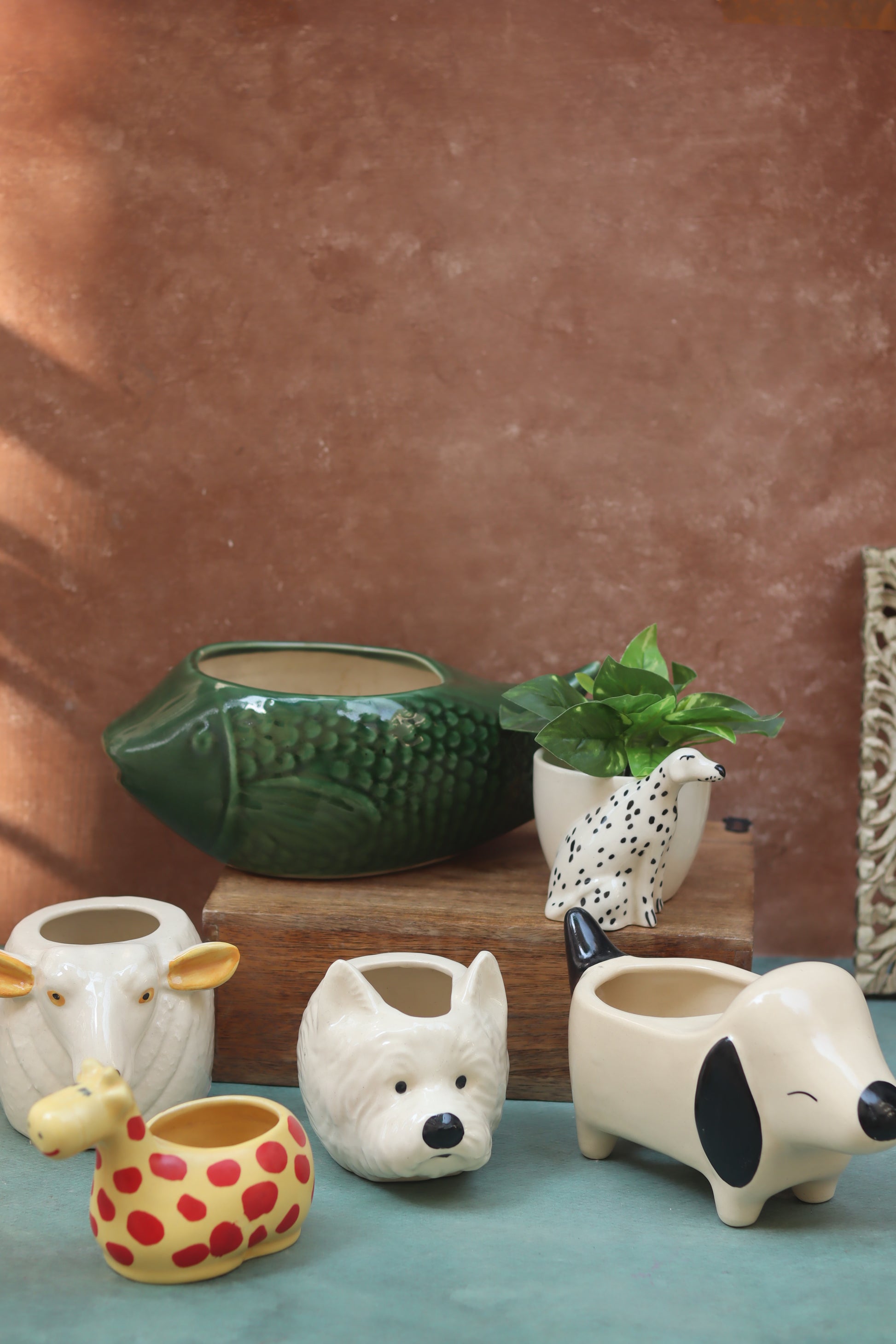 Set of 6 Pinteresty Animals Planters (for the price of 5) made by ceramic
