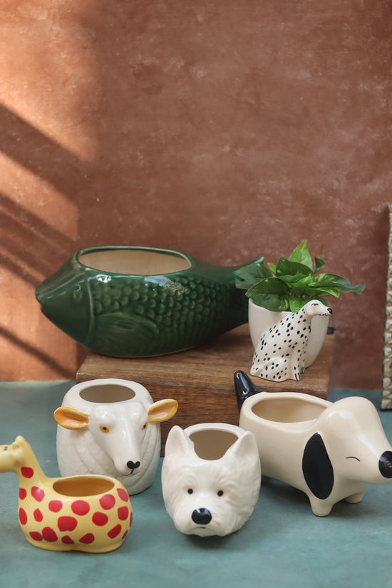 Set of 6 Pinteresty Animals Planters (for the price of 5) handmade in India