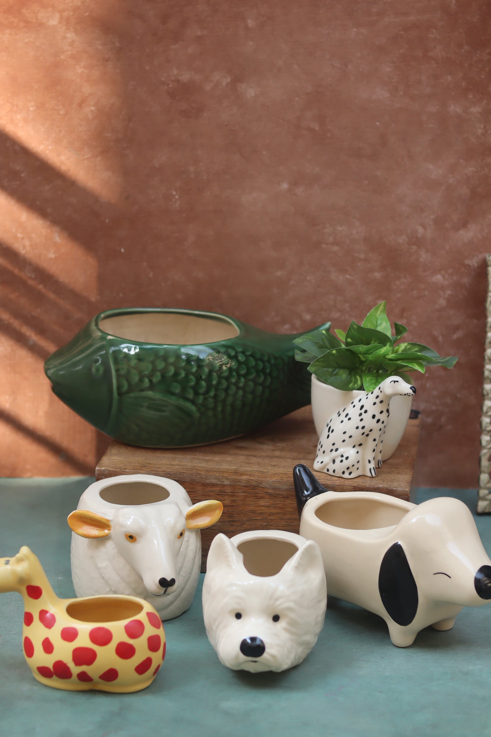 Set of 6 Pinteresty Animals Planters (for the price of 5) handmade in India