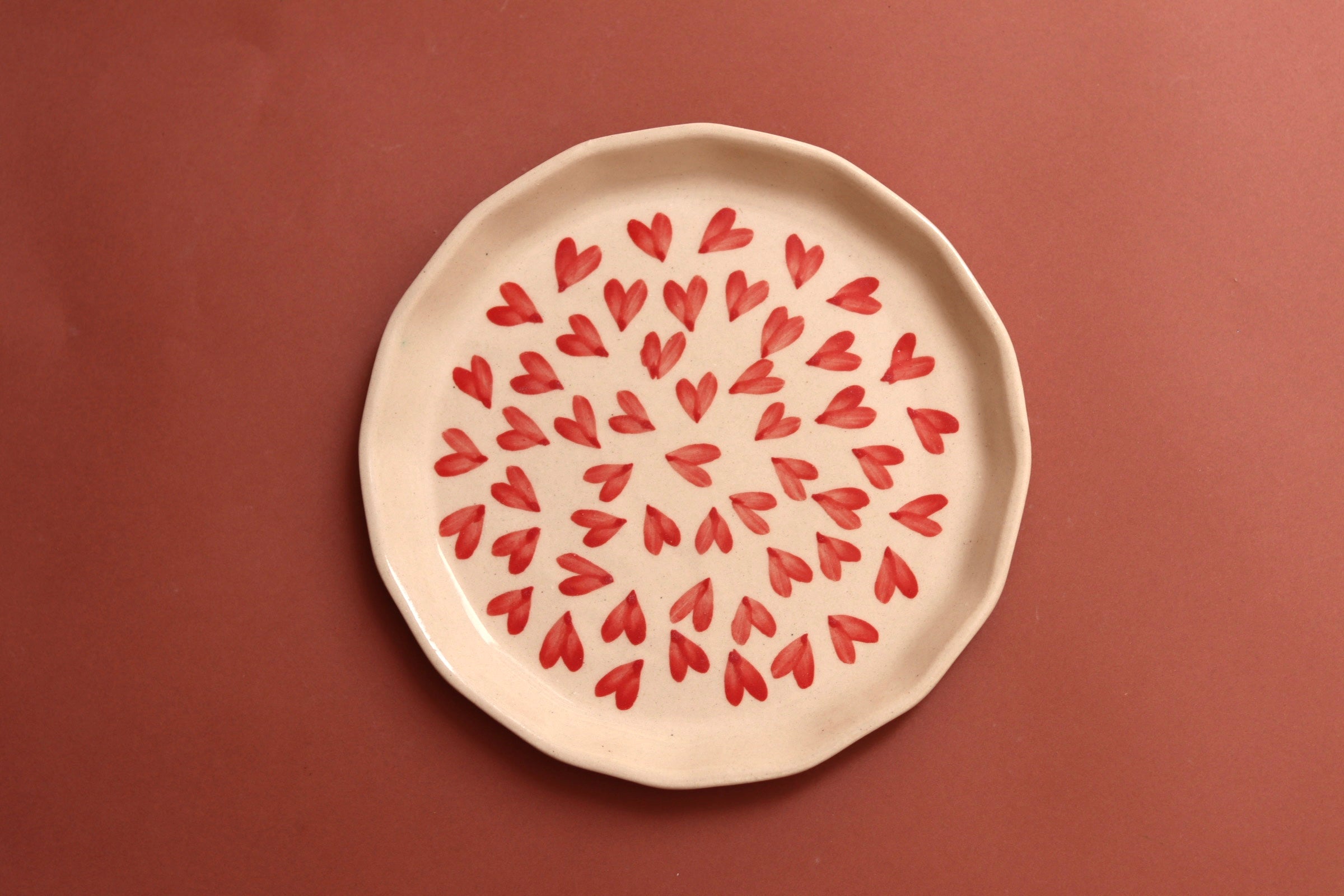 handmade all heart plate made by ceramic 