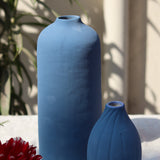 blue vase tall & sanded made by ceramic 