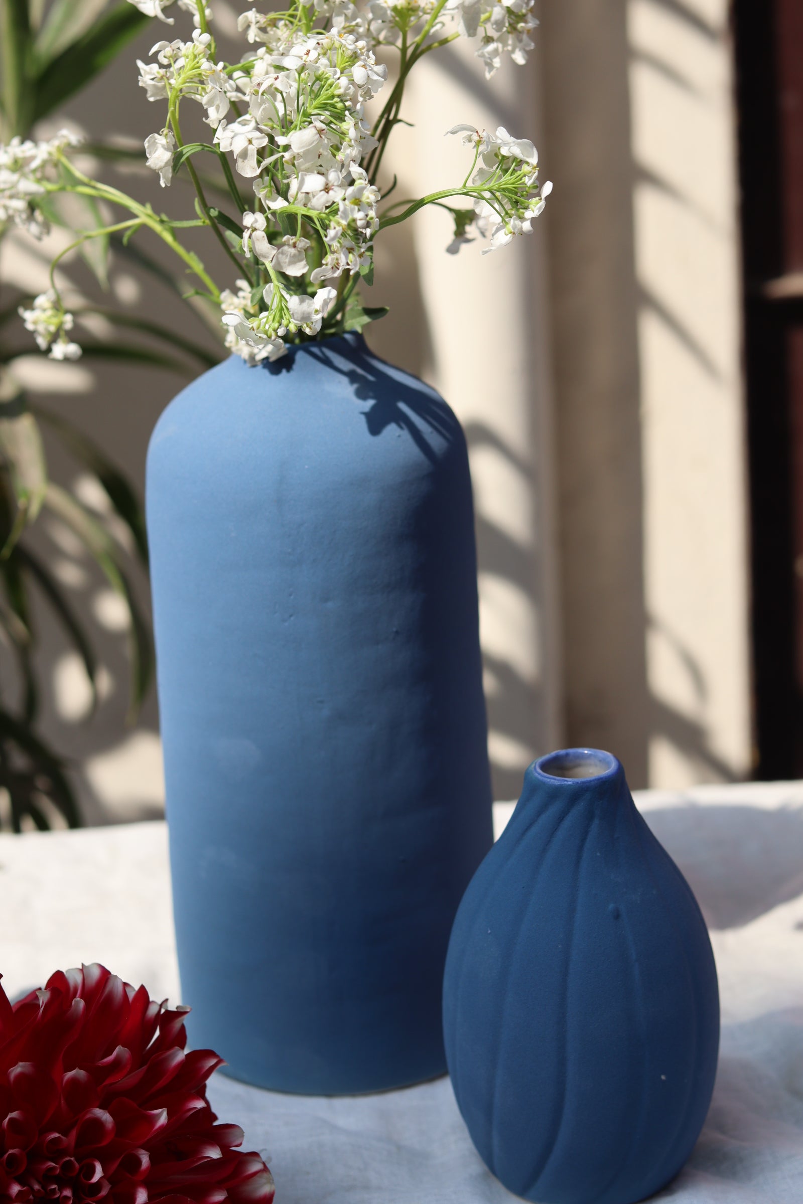 handmade blue vase tall & sanded handmade in india