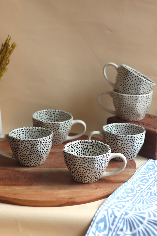 Black Polka Mug - Set of 6