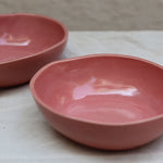 Set of two ceramic pink curry bowls