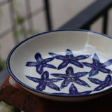 White & blue star fish pasta plate 