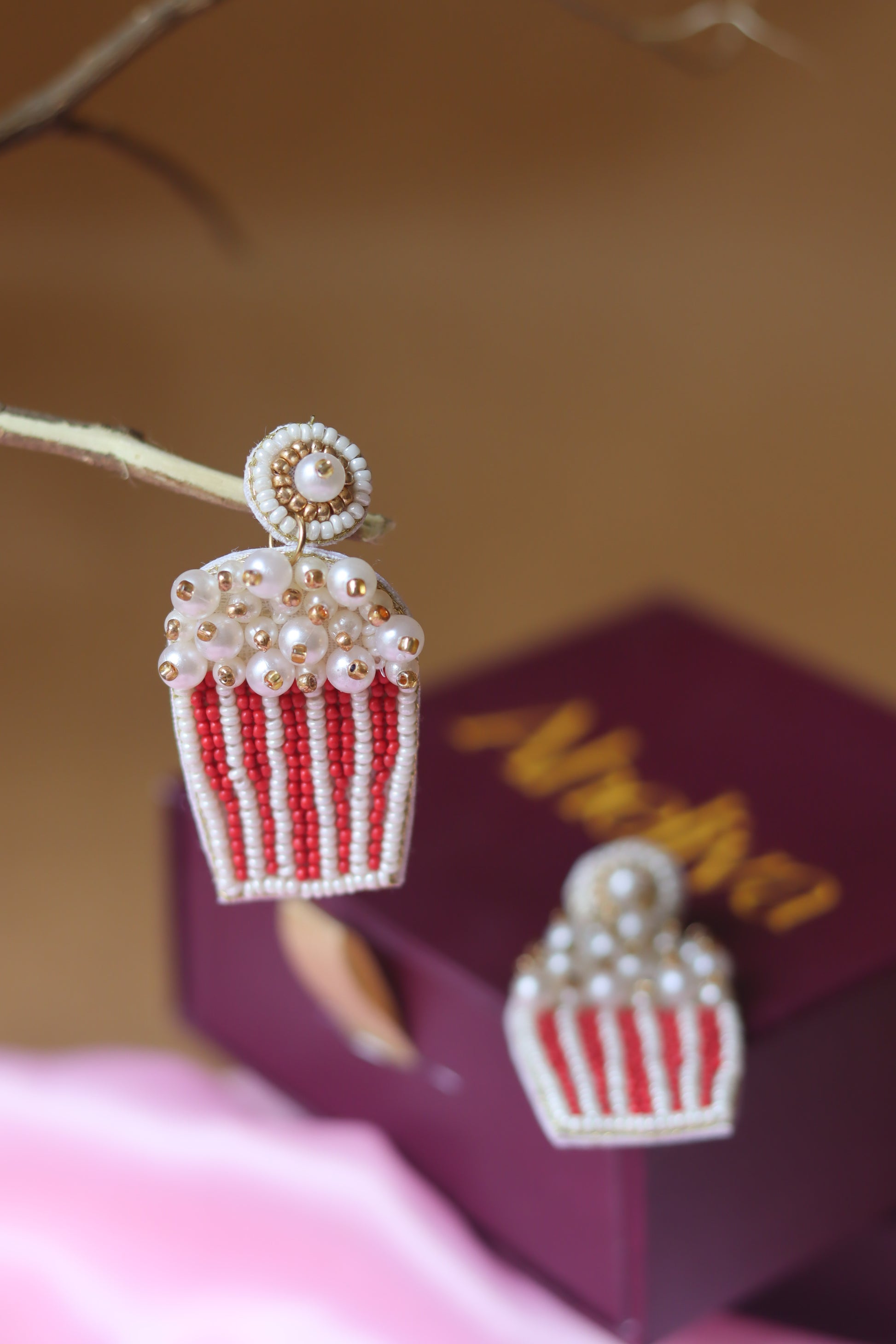 Popcorn Handmade Beaded Earrings