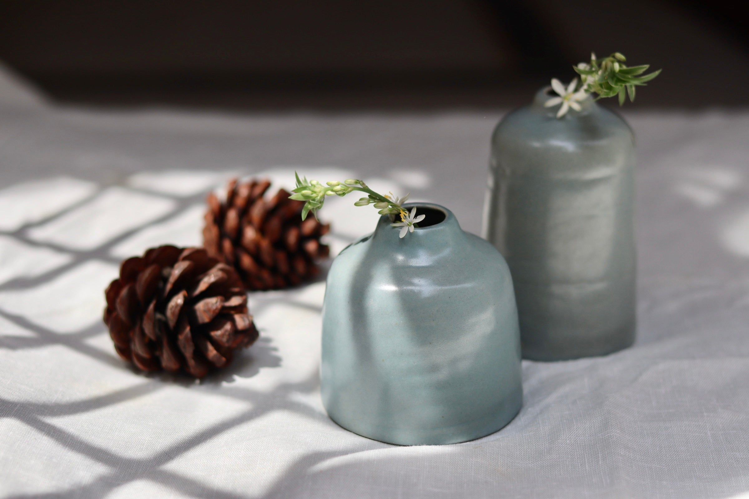 grey bud vase - set of two