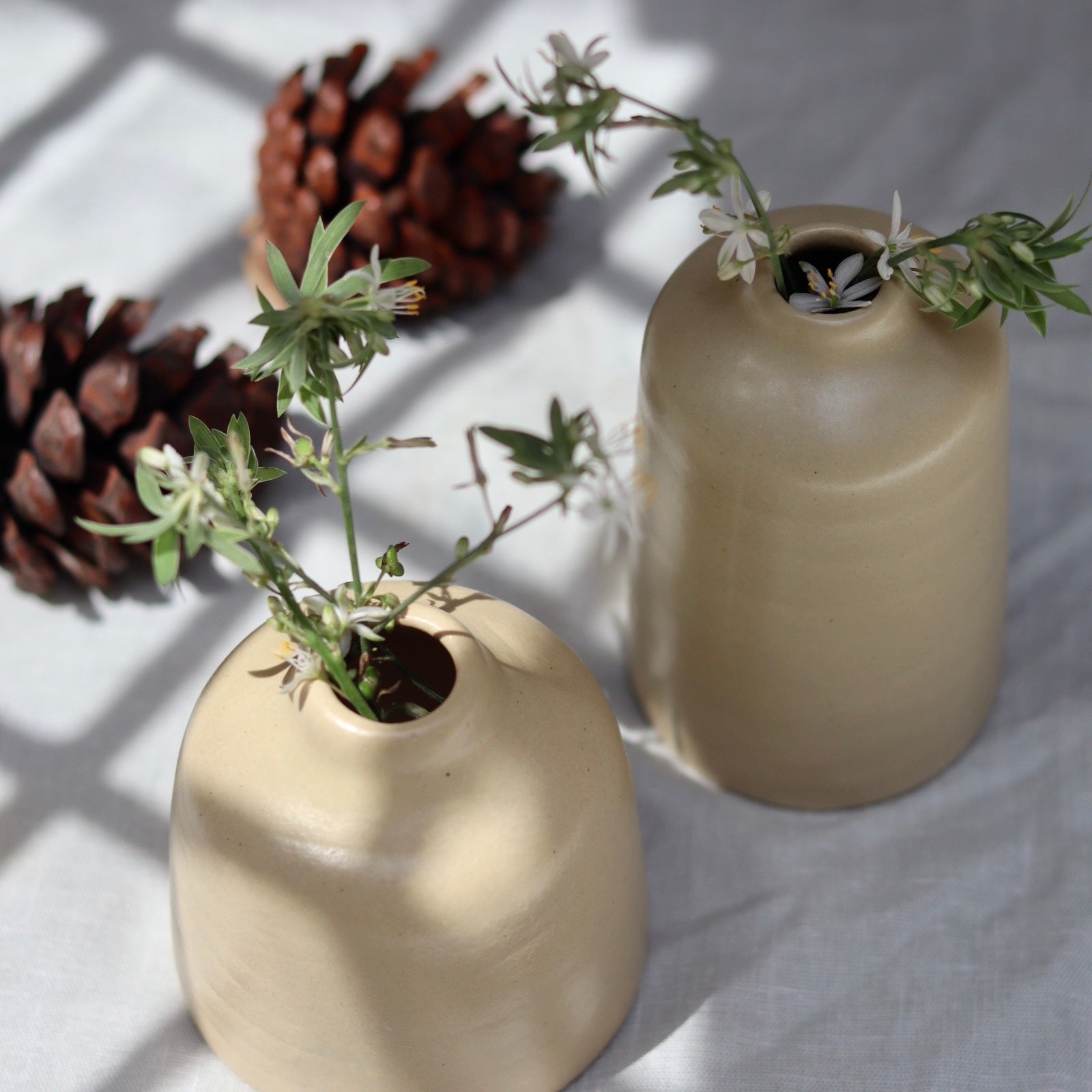 handmade cream bud vase