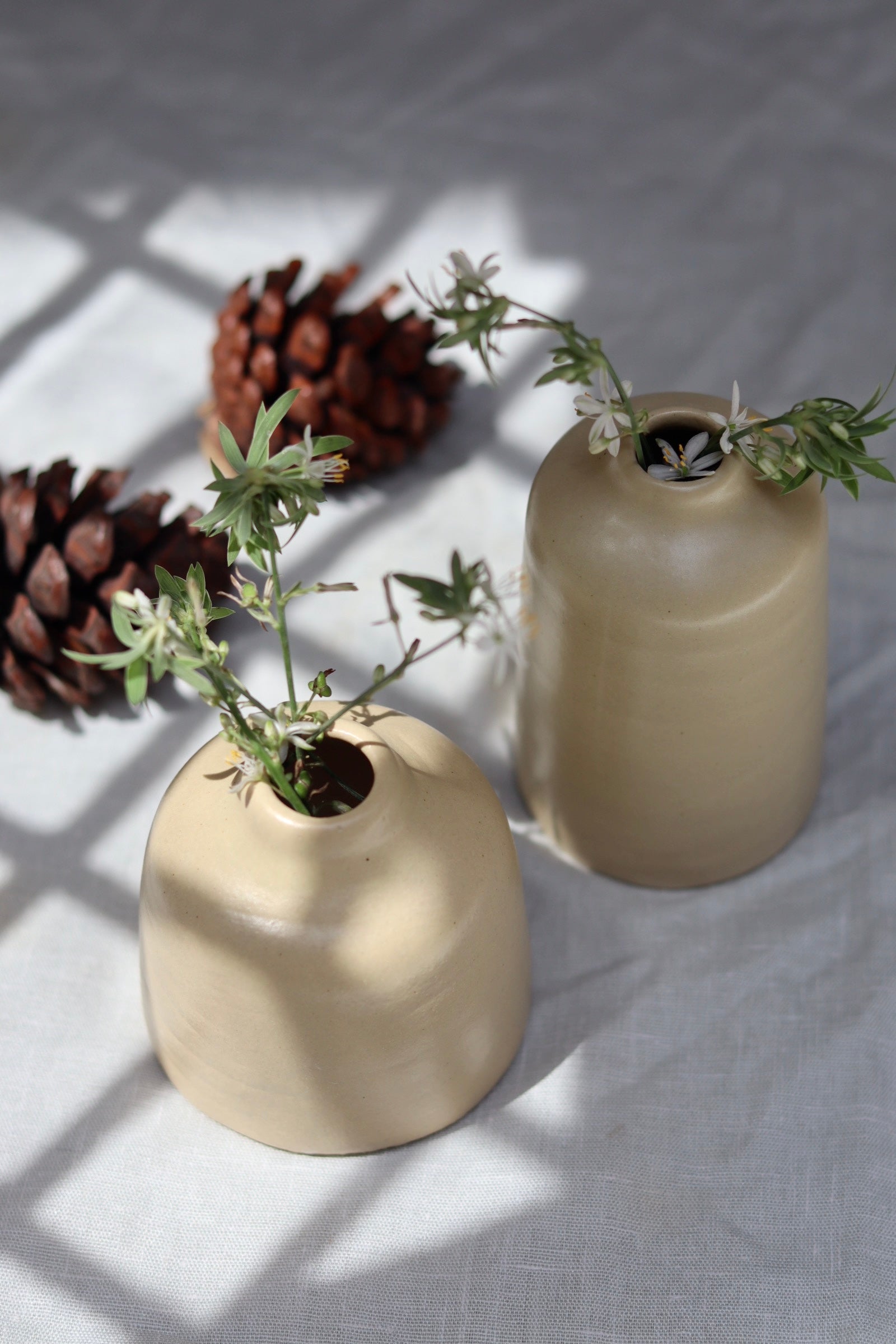 handmade cream bud vase
