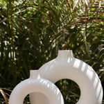 handmade white donut vase large & mini handmade in india
