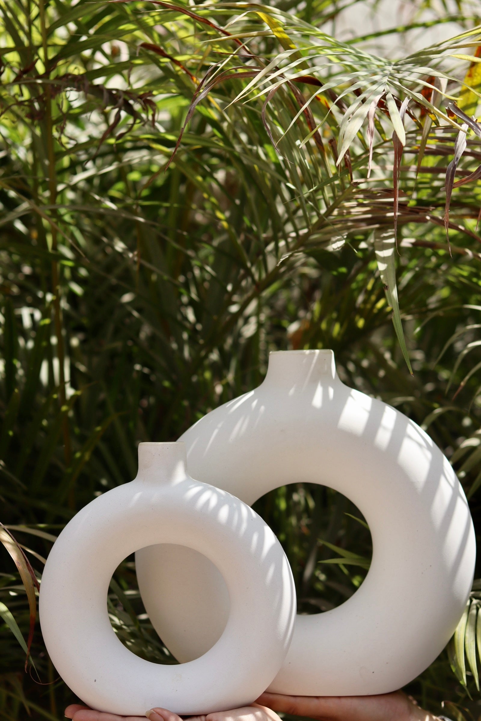 handmade white donut vase large & mini handmade in india