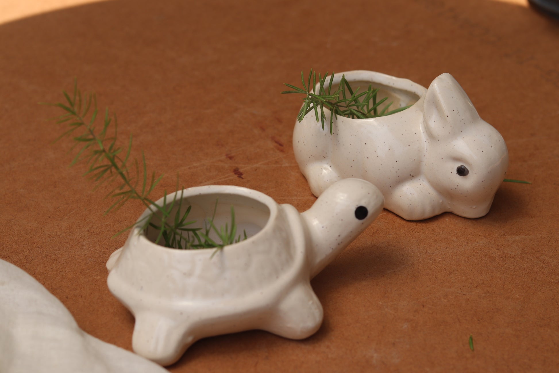 rabbit & tortoise planter set of two, combo