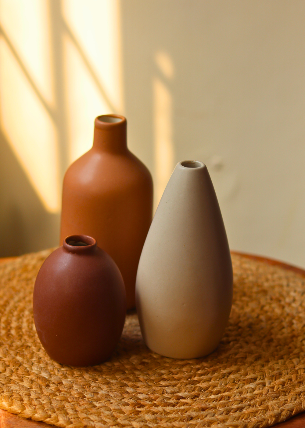 handmade earthy embrace vase set of three combo