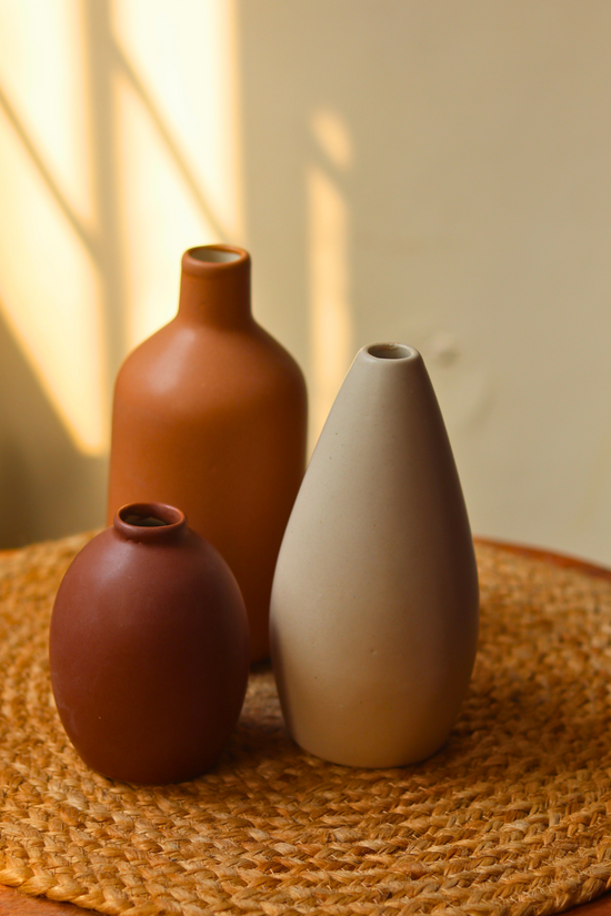 handmade earthy embrace vase set of three combo