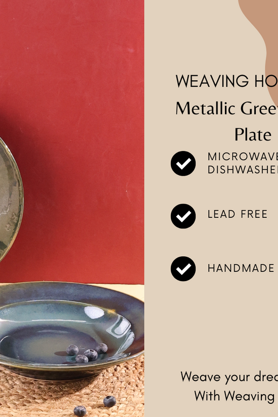 Metallic green pasta plate significations 