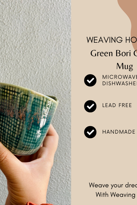 Handmade ceramic green bori mug significations