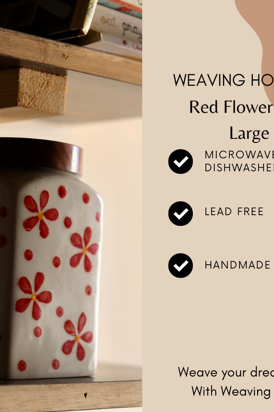 Ceramic red flower jar large significations 