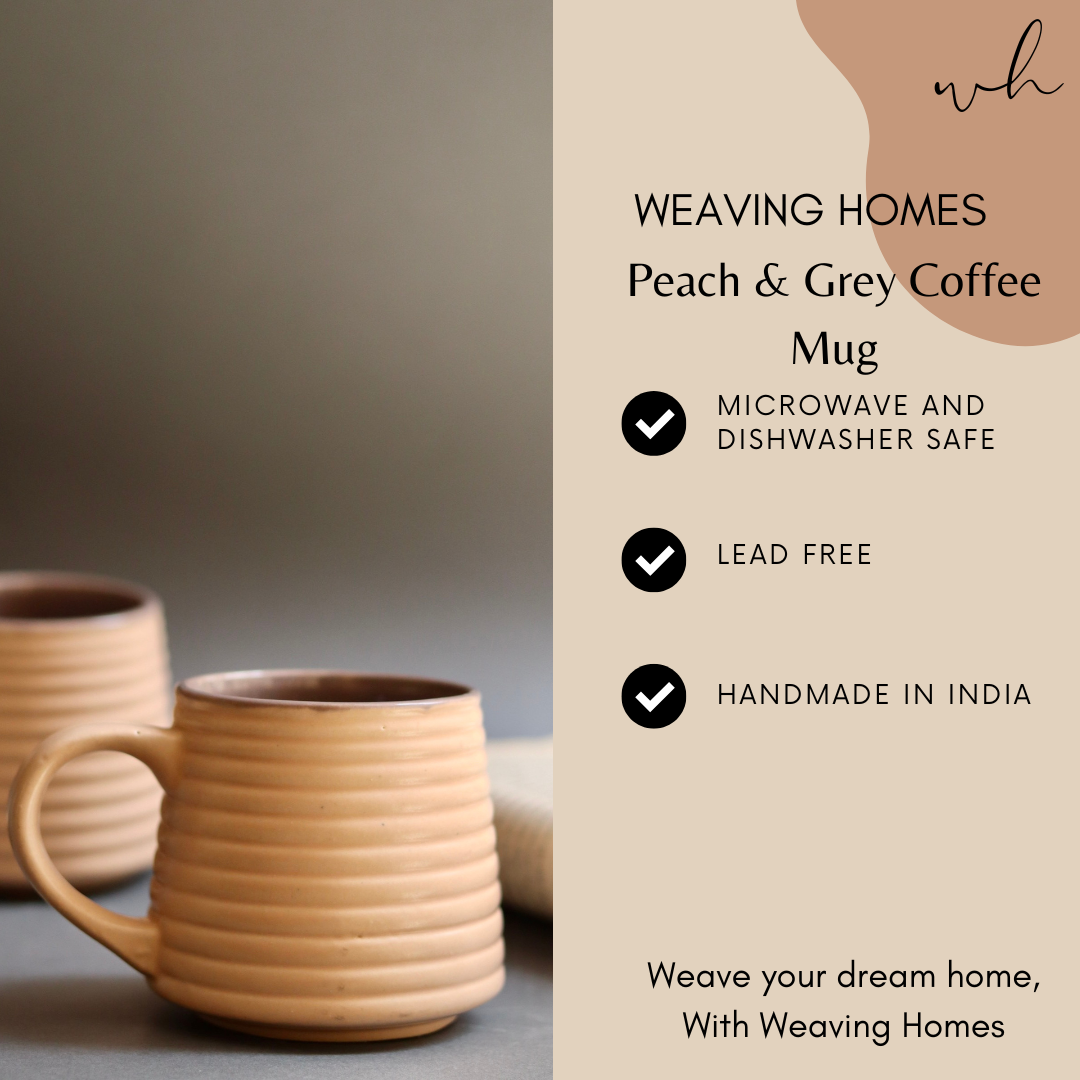 Peach & grey coffee mug specifications