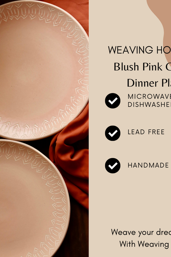 Blush pink carved dinner plates significations