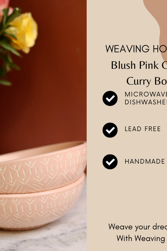 Blush pink carved curry bowl significations