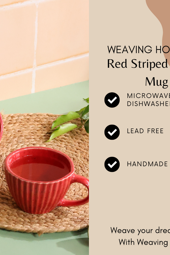 Red striped coffee mugs specification