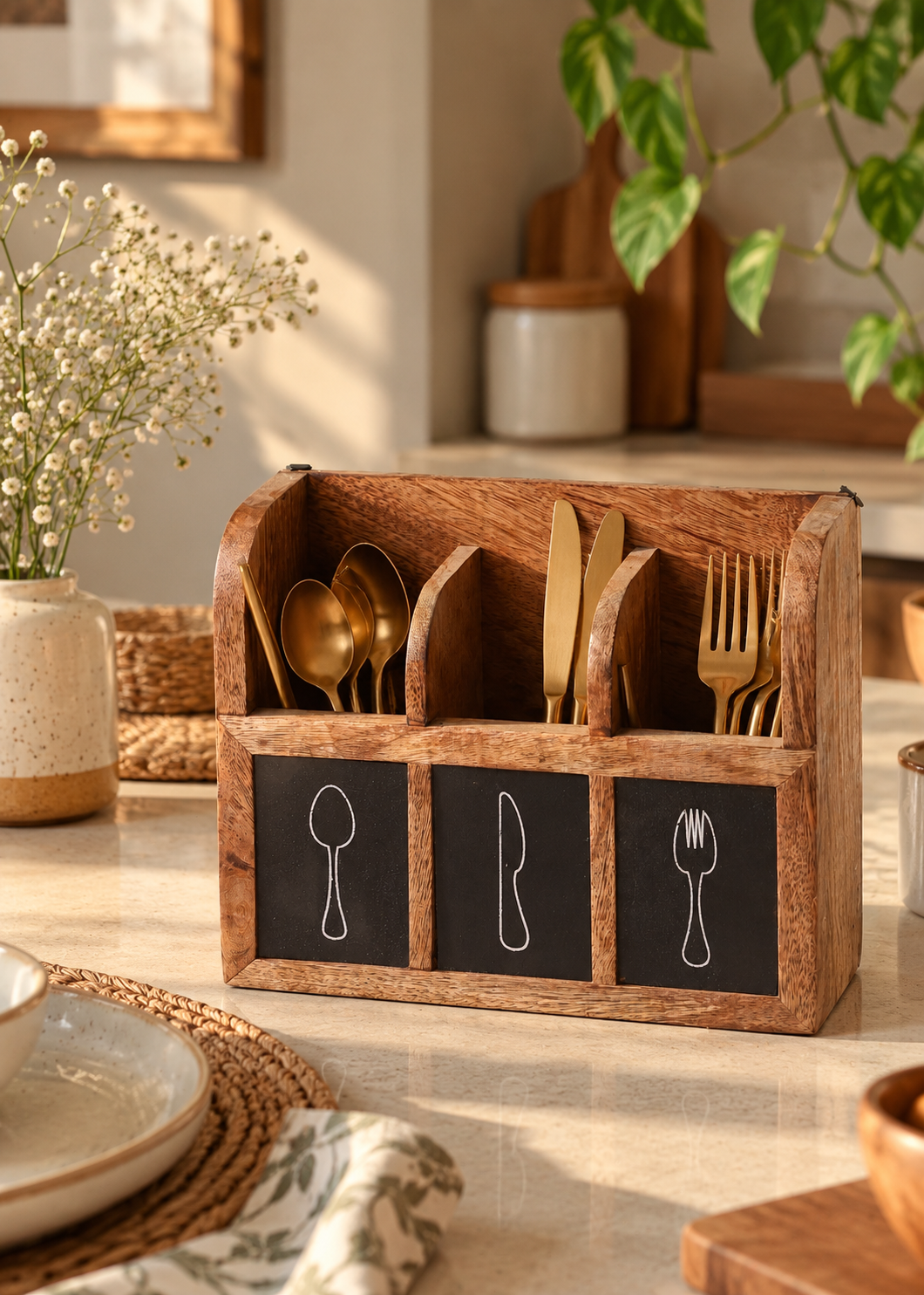 Wood Cutlery Holder