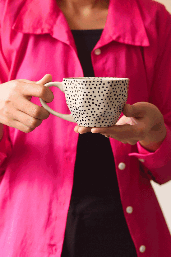 Black Polka Mug - Set of 6