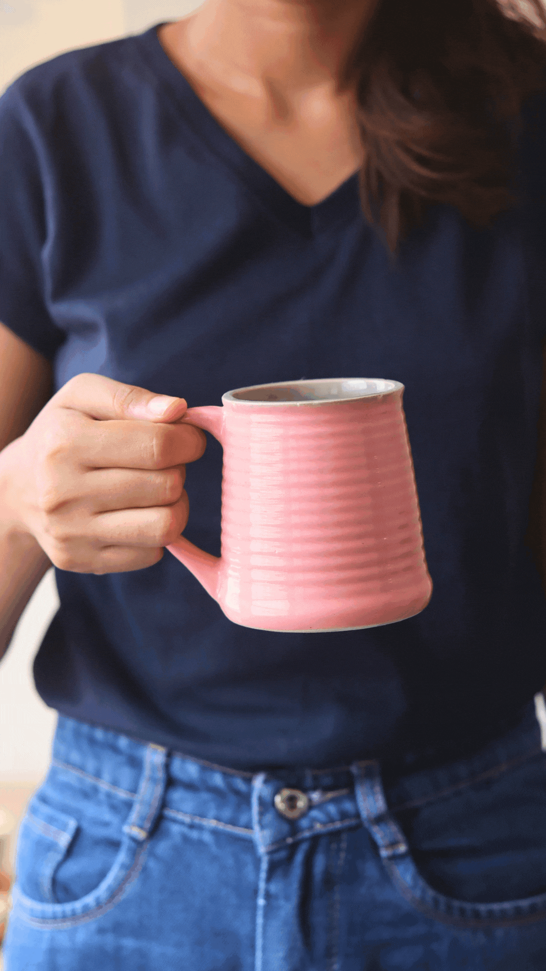 Pink & Grey Coffee Mug - Tall