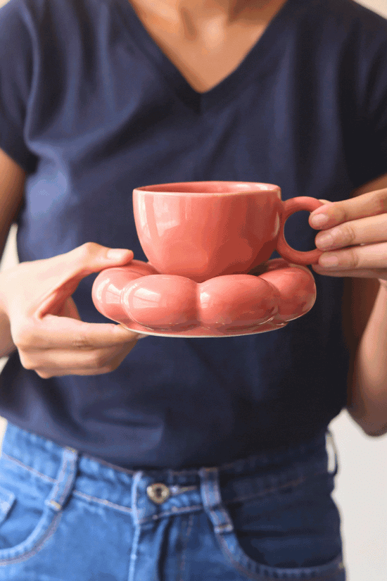 Rust Sunflower Cup & Saucer