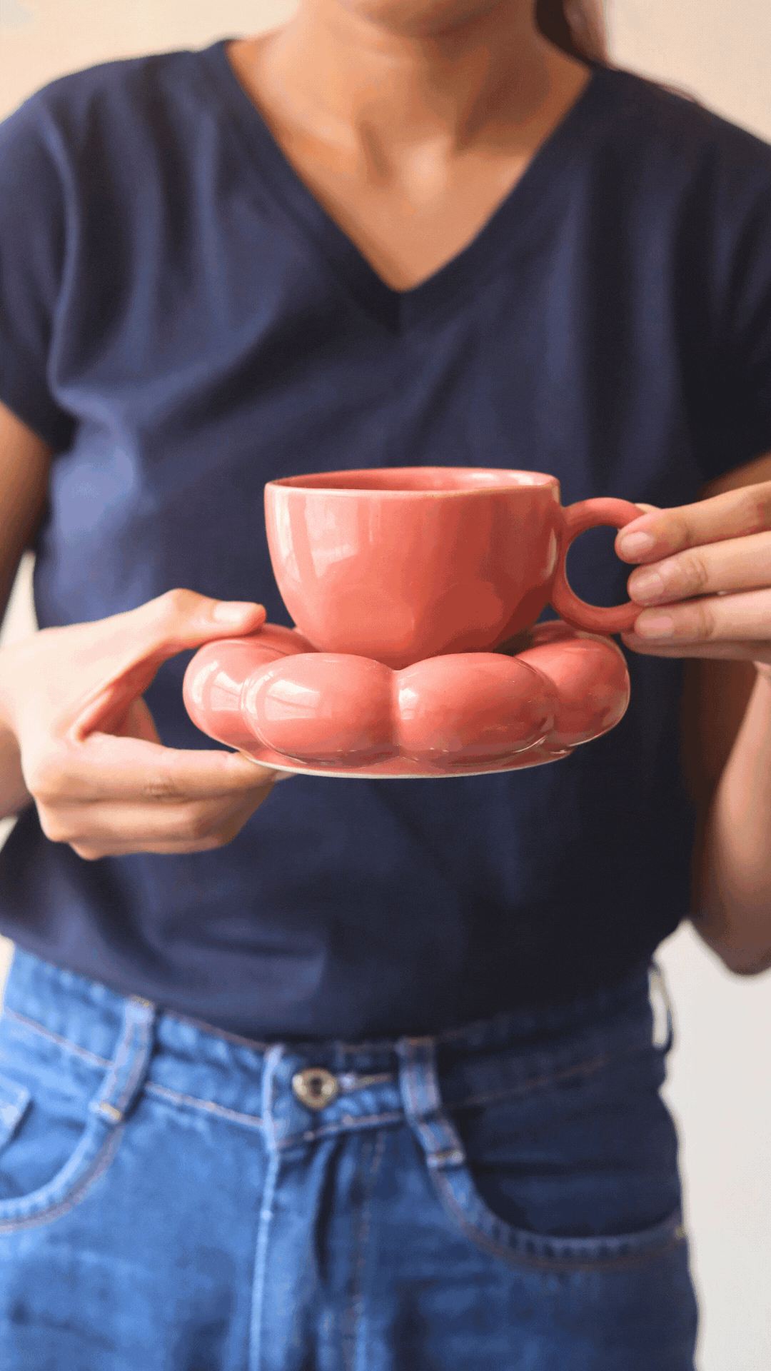 Rust Sunflower Cup & Saucer