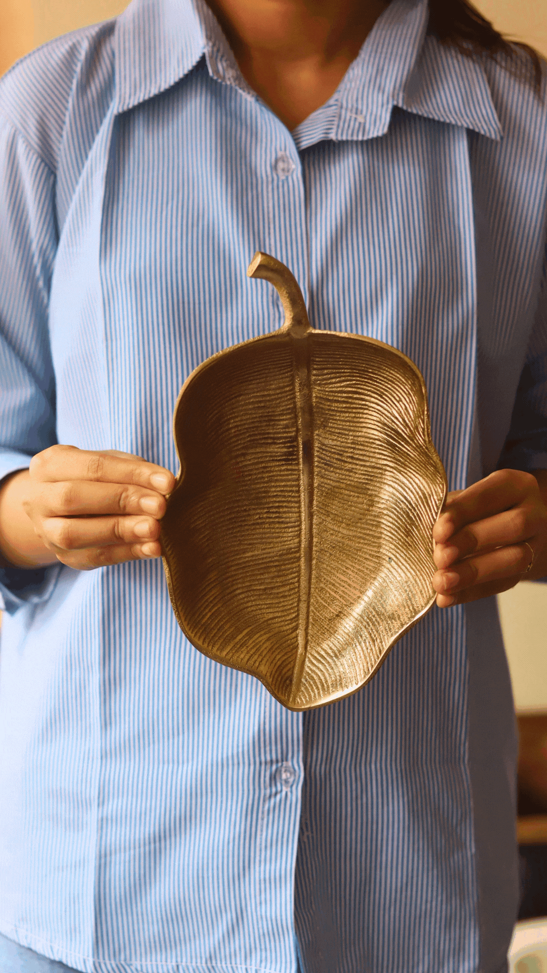 Gold-Plated Hazel Leaf Decorative Platter