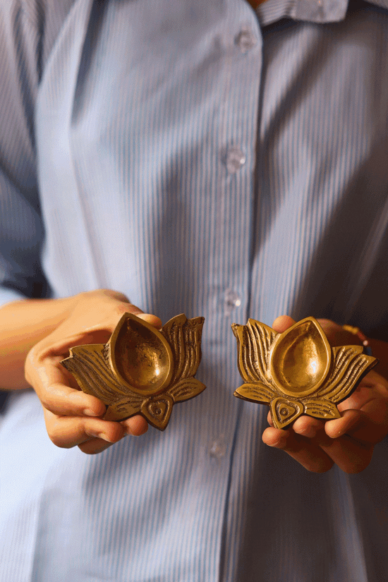 Brass Lotus Diya