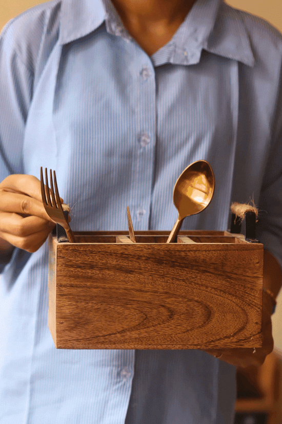 Wood Cutlery & Tissue Holder