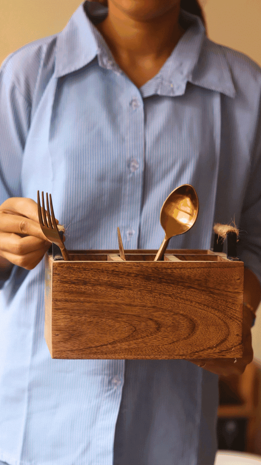 Wood Cutlery & Tissue Holder