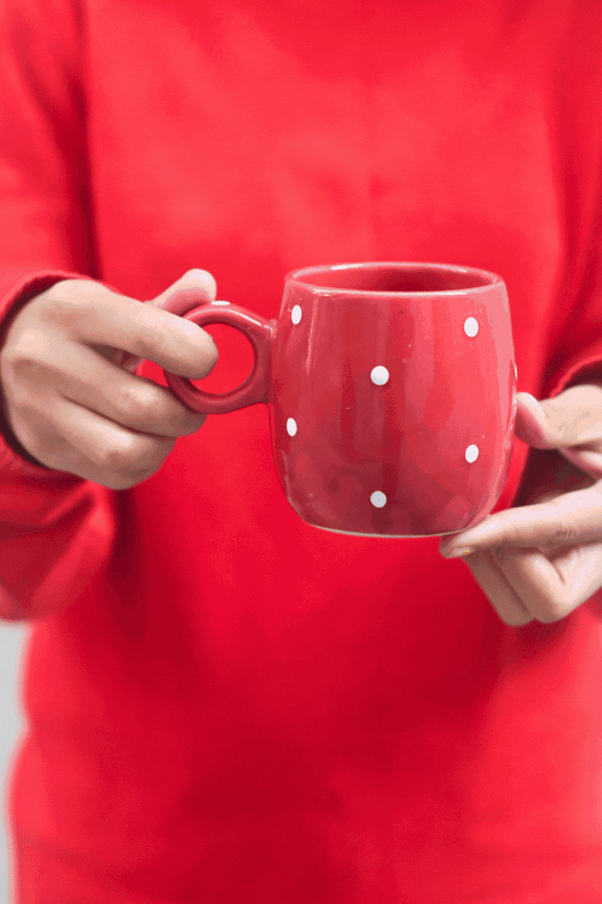 Christmas Cuddle Mug- Red Polka