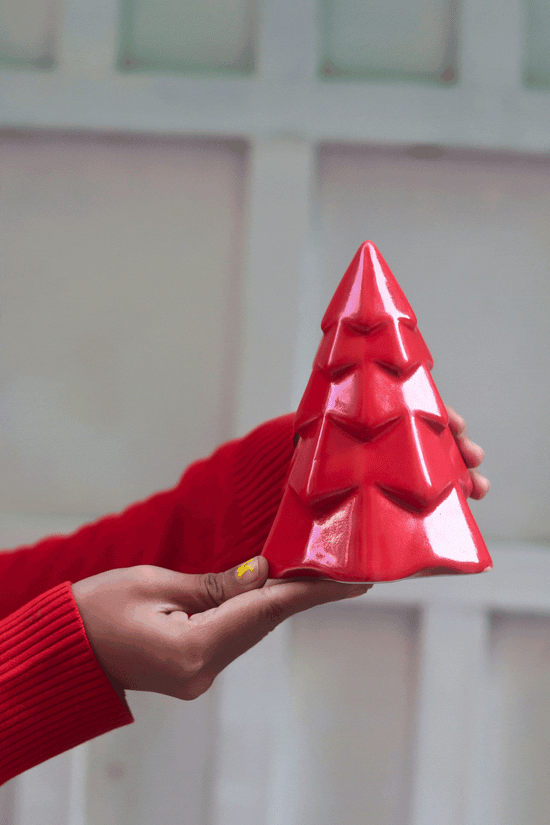 Red Conical Christmas Tree