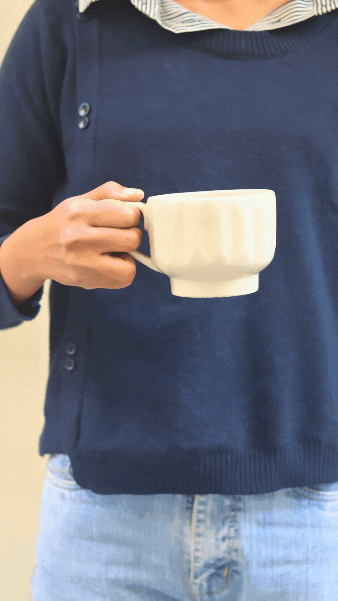 White Textured Cappuccino mug