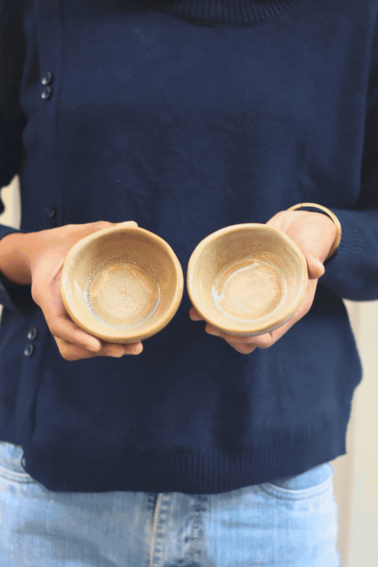 Set of 4 -  Beige Artisanal Katori