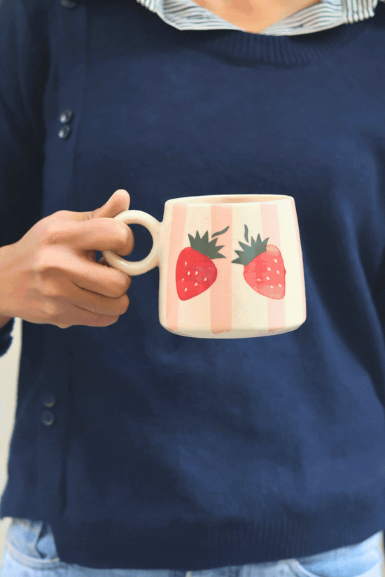 Striped Cherry Mug - Pink
