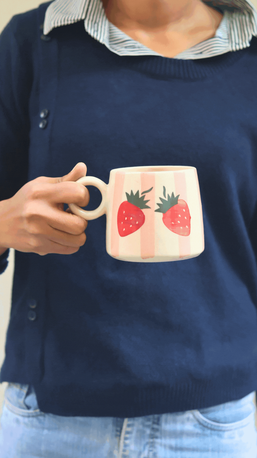 Striped Cherry Mug - Pink