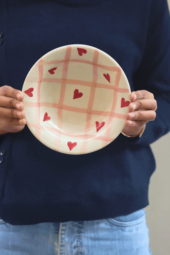 Chequered Heart Pasta Plate
