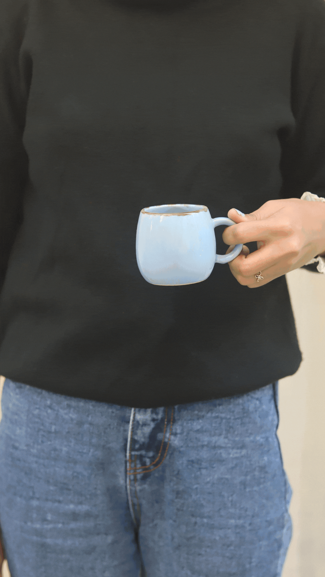Sky Blue Ovule Shape Tea Cups - Set of 6