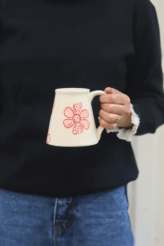 Red Floral Embrace Mug