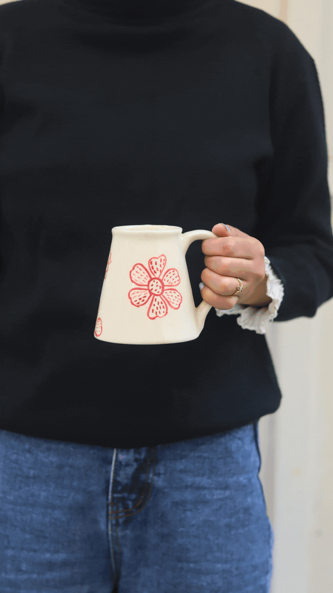 Red Floral Embrace Mug
