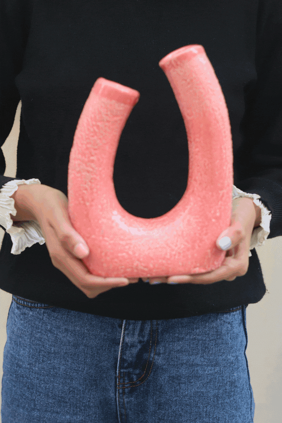 Pink U Shaped Vase