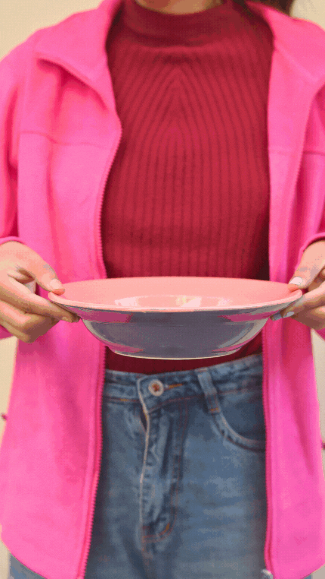 Pink & Grey Pasta Plate