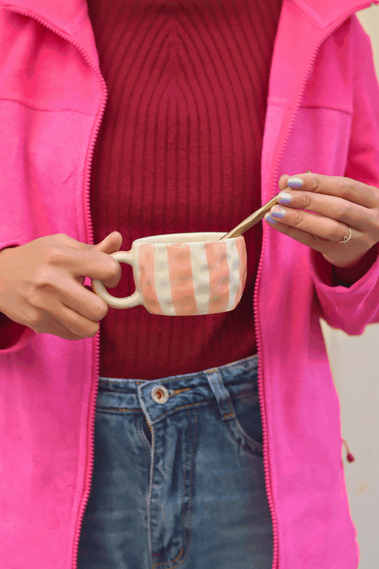Striped Heart Mug