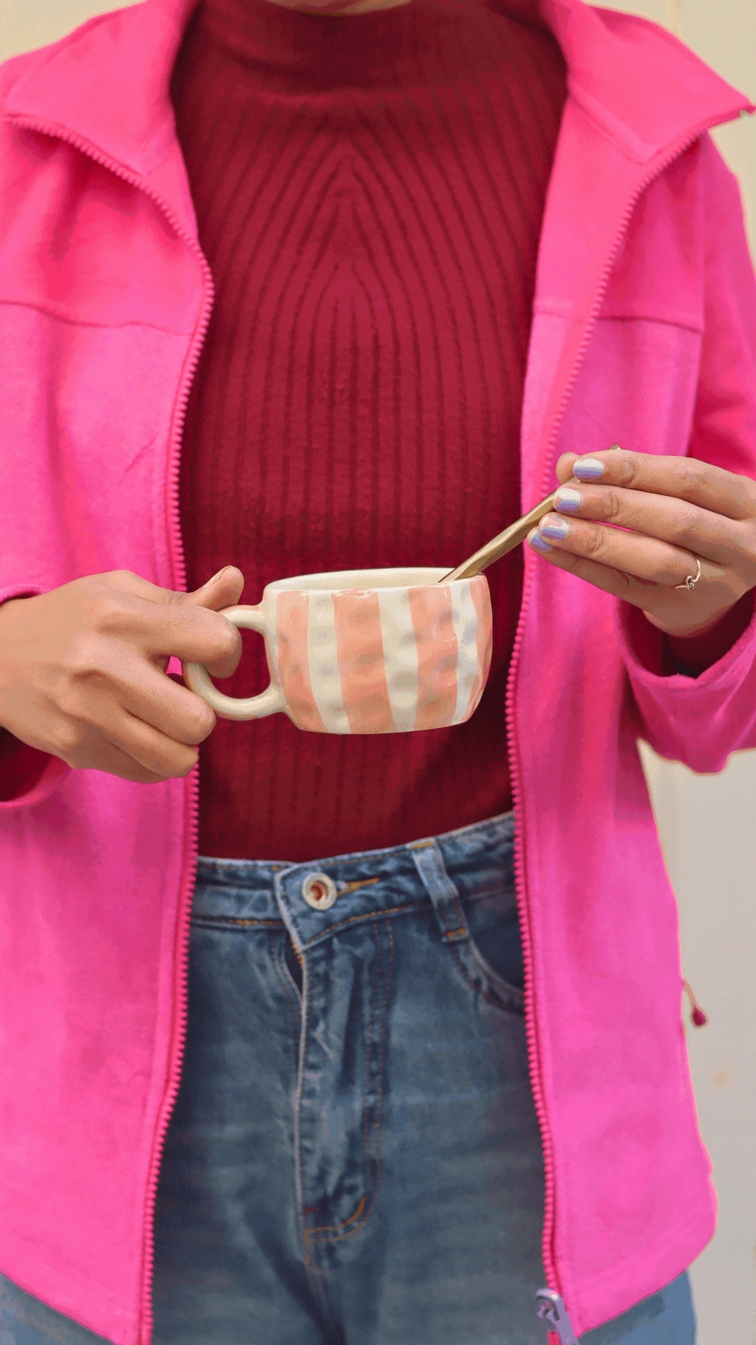 Striped Heart Mug